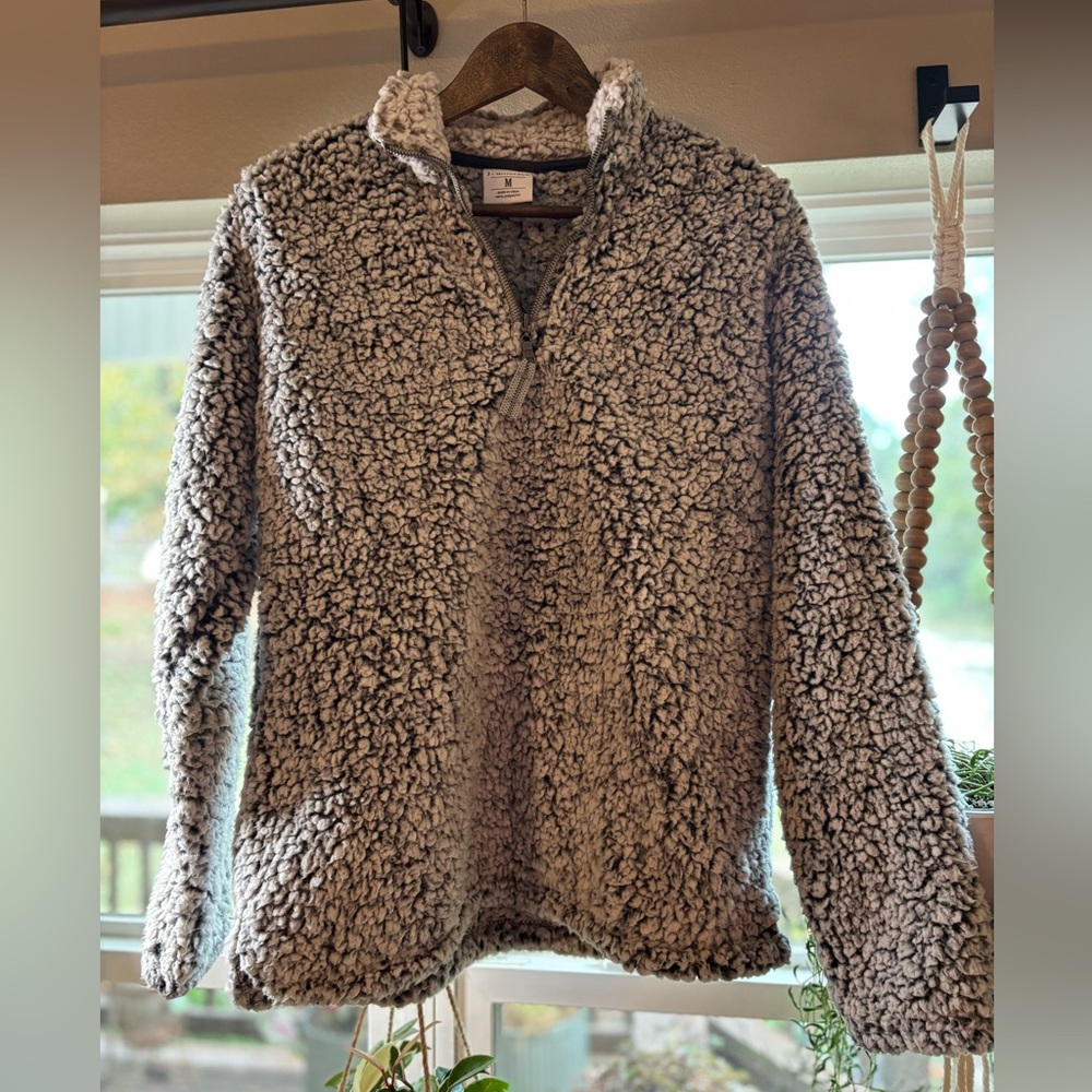 Cozy Gray Sherpa Pullover